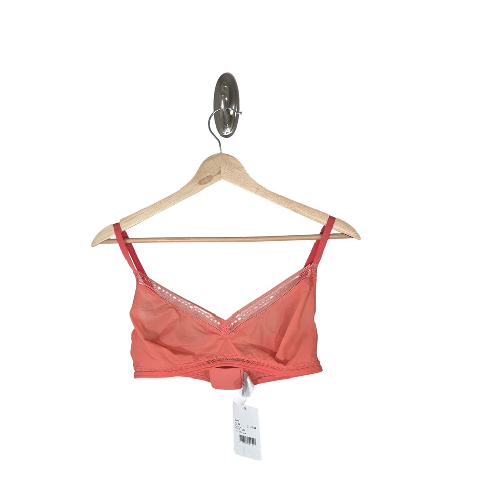 HANRO Emilia Sheer Mesh Wireless Bralette Coral Lace Trim Soft Cup Bra M NWT